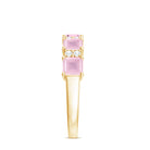 Asscher Cut Rose Quartz and Diamond Classic Band Ring Rose Quartz - ( AAA ) - Quality - Rosec Jewels