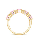 Asscher Cut Rose Quartz and Diamond Classic Band Ring Rose Quartz - ( AAA ) - Quality - Rosec Jewels