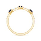 Blue Sapphire and Diamond Minimal Half Eternity Ring Blue Sapphire - ( AAA ) - Quality - Rosec Jewels