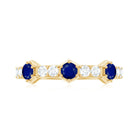 Blue Sapphire and Diamond Minimal Half Eternity Ring Blue Sapphire - ( AAA ) - Quality - Rosec Jewels