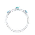 Minimal Half Eternity Ring with Swiss Blue Topaz and Diamond Swiss Blue Topaz - ( AAA ) - Quality - Rosec Jewels