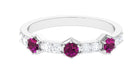 1 CT Rhodolite and Diamond Minimal Half Eternity Ring Rhodolite - ( AAA ) - Quality - Rosec Jewels