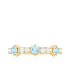 Real Aquamarine and Diamond Half Eternity Ring Aquamarine - ( AAA ) - Quality - Rosec Jewels