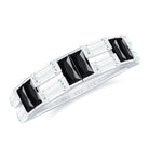 Baguette Cut Black Spinel and Moissanite Half Eternity Ring Black Spinel - ( AAA ) - Quality - Rosec Jewels