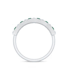 Classic Half Eternity Ring with Emerald and Diamond Emerald - ( AAA ) - Quality - Rosec Jewels