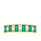 Classic Half Eternity Ring with Emerald and Diamond Emerald - ( AAA ) - Quality - Rosec Jewels