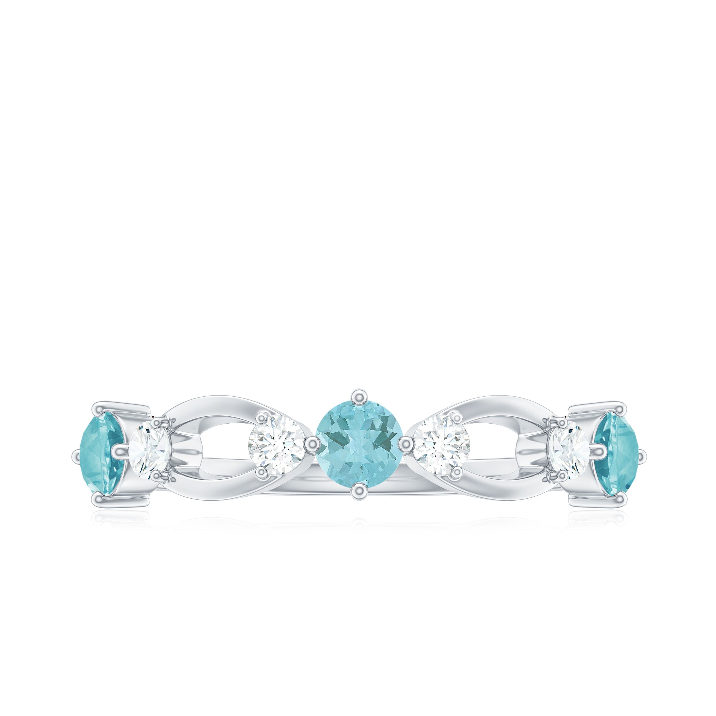 Minimal Promise Ring with Swiss Blue Topaz and Diamond Swiss Blue Topaz - ( AAA ) - Quality - Rosec Jewels