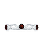 Garnet and Diamond Minimal Promise Band Ring Garnet - ( AAA ) - Quality - Rosec Jewels