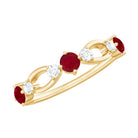 Real Ruby and Diamond Minimal Promise Ring Ruby - ( AAA ) - Quality - Rosec Jewels