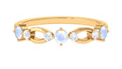 Minimal Promise Ring with Moonstone and Diamond Moonstone - ( AAA ) - Quality - Rosec Jewels