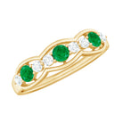 Emerald and Diamond Wedding Anniversary Band Ring Emerald - ( AAA ) - Quality - Rosec Jewels