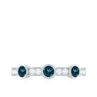 Minimal Half Eternity Ring with London Blue Topaz and Diamond London Blue Topaz - ( AAA ) - Quality - Rosec Jewels