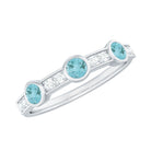 1/2 CT Sky Blue Topaz and Diamond Minimal Half Eternity Ring Sky Blue Topaz - ( AAA ) - Quality - Rosec Jewels