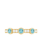 1/2 CT Sky Blue Topaz and Diamond Minimal Half Eternity Ring Sky Blue Topaz - ( AAA ) - Quality - Rosec Jewels