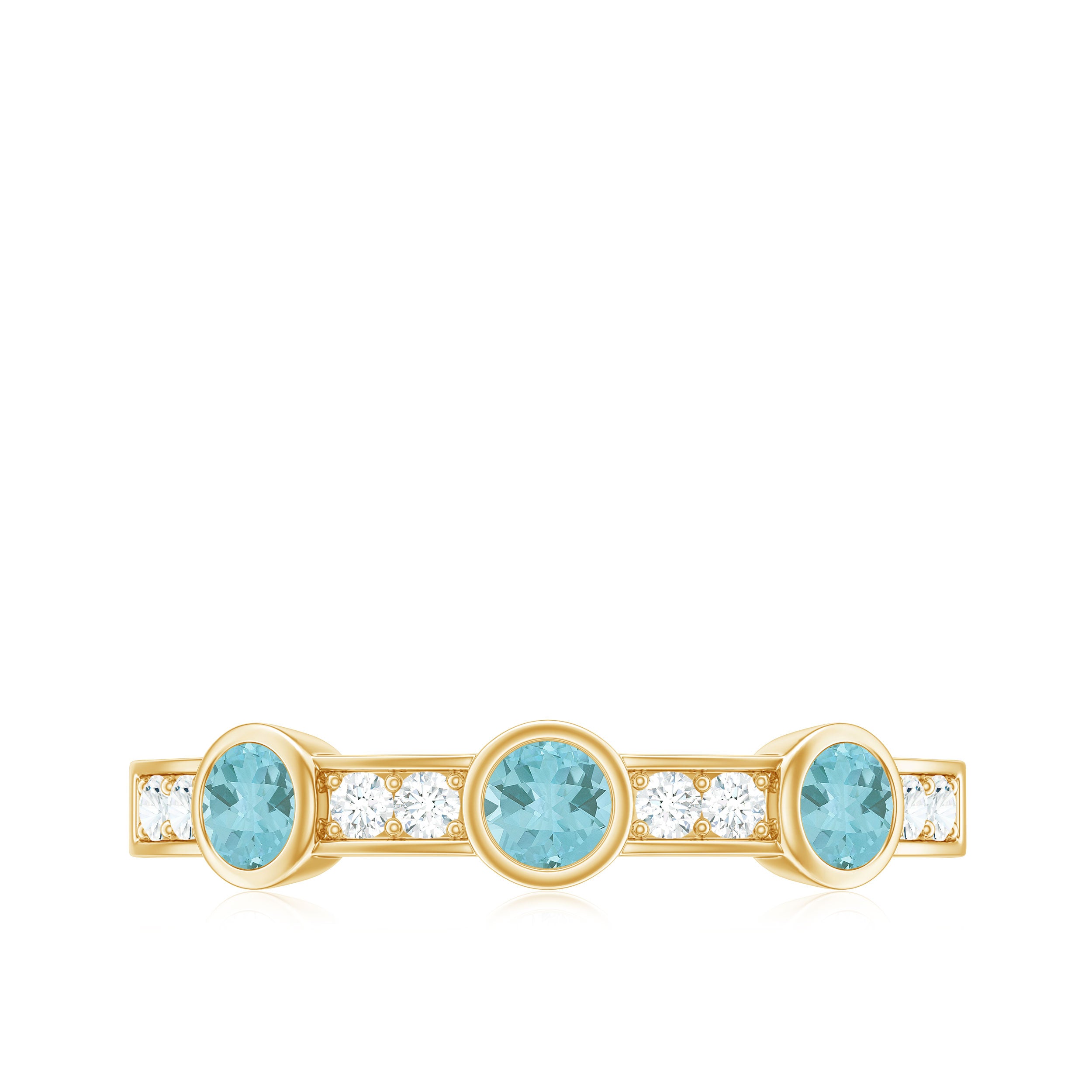 1/2 CT Sky Blue Topaz and Diamond Minimal Half Eternity Ring Sky Blue Topaz - ( AAA ) - Quality - Rosec Jewels