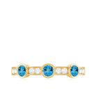 Swiss Blue Topaz Minimal Half Eternity Ring with Diamond Swiss Blue Topaz - ( AAA ) - Quality - Rosec Jewels