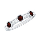 Garnet and Diamond Minimal Half Eternity Ring Garnet - ( AAA ) - Quality - Rosec Jewels