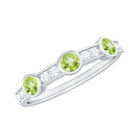 Peridot and Diamond Minimal Half Eternity Ring Peridot - ( AAA ) - Quality - Rosec Jewels