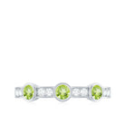 Peridot and Diamond Minimal Half Eternity Ring Peridot - ( AAA ) - Quality - Rosec Jewels