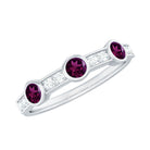 1/2 CT Rhodolite and Diamond Minimal Half Eternity Band Ring Rhodolite - ( AAA ) - Quality - Rosec Jewels