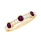 1/2 CT Rhodolite and Diamond Minimal Half Eternity Band Ring Rhodolite - ( AAA ) - Quality - Rosec Jewels