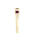 1/2 CT Rhodolite and Diamond Minimal Half Eternity Band Ring Rhodolite - ( AAA ) - Quality - Rosec Jewels