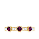 1/2 CT Rhodolite and Diamond Minimal Half Eternity Band Ring Rhodolite - ( AAA ) - Quality - Rosec Jewels