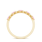 Half Eternity Ring with Rose Quartz and Diamond Rose Quartz - ( AAA ) - Quality - Rosec Jewels