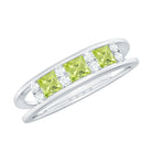 Real Peridot and Diamond Band Ring Peridot - ( AAA ) - Quality - Rosec Jewels