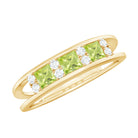 Real Peridot and Diamond Band Ring Peridot - ( AAA ) - Quality - Rosec Jewels