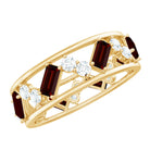 Baguette Cut Garnet and Diamond Wide Eternity Ring Garnet - ( AAA ) - Quality - Rosec Jewels