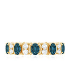 Real London Blue Topaz and Diamond Eternity Ring London Blue Topaz - ( AAA ) - Quality - Rosec Jewels