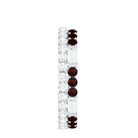 Natural Garnet and Moissanite Two Row Eternity Ring Garnet - ( AAA ) - Quality - Rosec Jewels