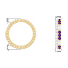 Real Amethyst and Moissanite Two Row Eternity Ring Amethyst - ( AAA ) - Quality - Rosec Jewels