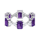 Natural Amethyst and Moissanite Eternity Ring Amethyst - ( AAA ) - Quality - Rosec Jewels