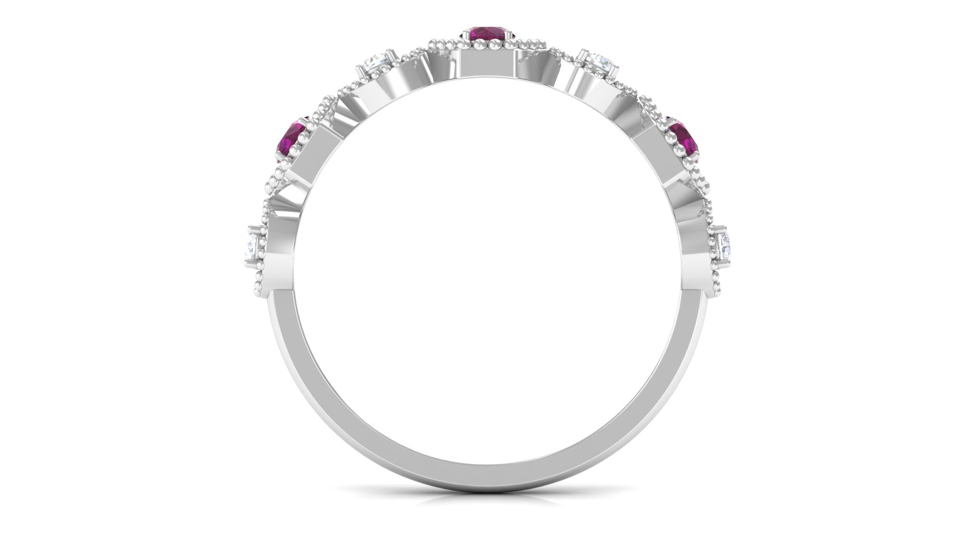 1/2 CT Elegant Rhodolite and Diamond Half Eternity Ring Rhodolite - ( AAA ) - Quality - Rosec Jewels