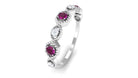 1/2 CT Elegant Rhodolite and Diamond Half Eternity Ring Rhodolite - ( AAA ) - Quality - Rosec Jewels