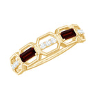 Baguette Cut Garnet Half Eternity Ring with Diamond Garnet - ( AAA ) - Quality - Rosec Jewels