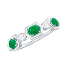 Oval Cut Emerald and Diamond Half Eternity Ring Emerald - ( AAA ) - Quality - Rosec Jewels