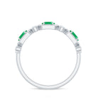 Oval Cut Emerald and Diamond Half Eternity Ring Emerald - ( AAA ) - Quality - Rosec Jewels