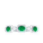 Oval Cut Emerald and Diamond Half Eternity Ring Emerald - ( AAA ) - Quality - Rosec Jewels