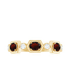 Oval Cut Garnet Half Eternity Ring with Diamond Stones Garnet - ( AAA ) - Quality - Rosec Jewels