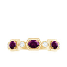 3/4 CT Oval Rhodolite and Diamond Half Eternity Ring Rhodolite - ( AAA ) - Quality - Rosec Jewels