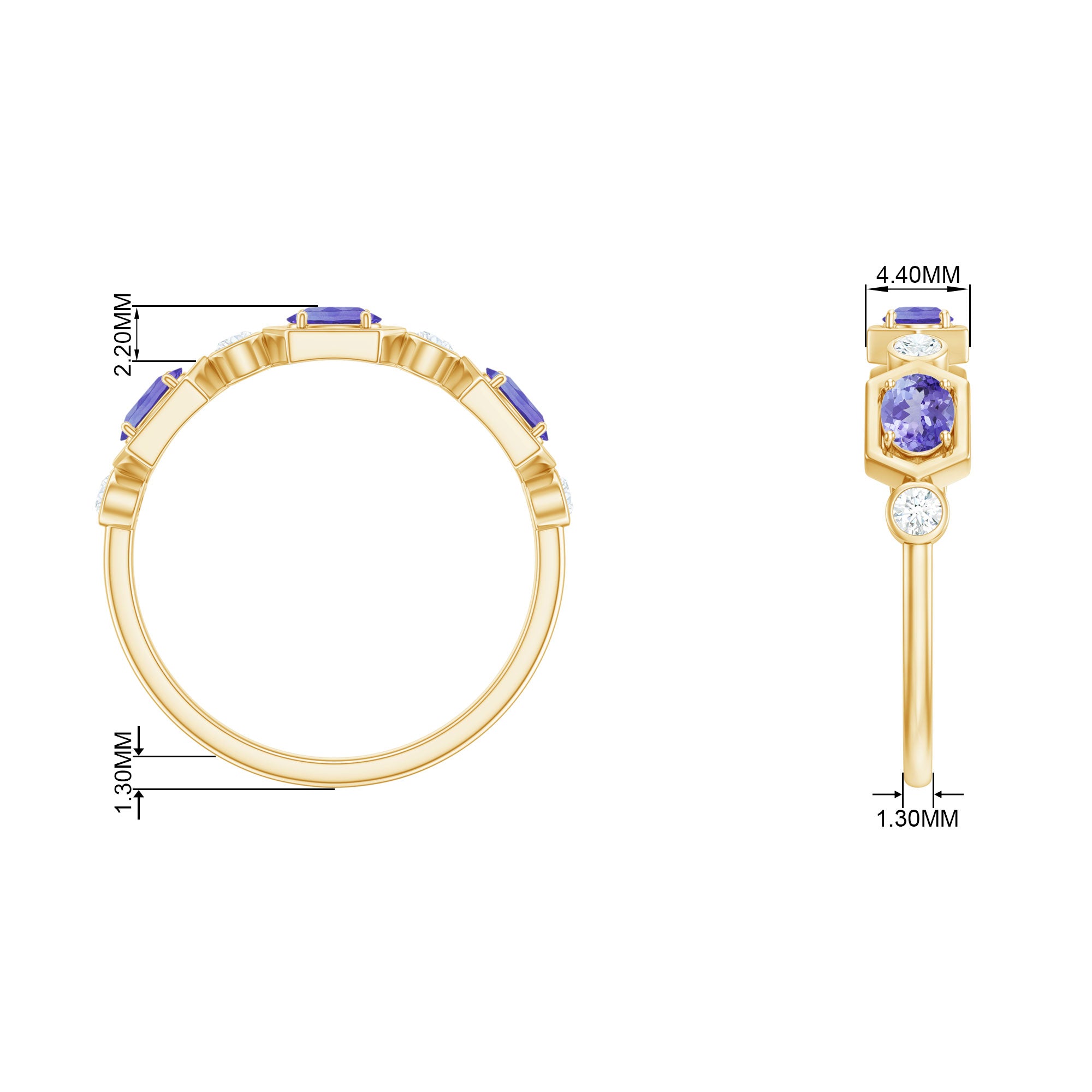 Real Tanzanite and Diamond Half Eternity Ring Tanzanite - ( AAA ) - Quality - Rosec Jewels