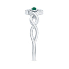 Crossover Emerald and Diamond Flower Ring Emerald - ( AAA ) - Quality - Rosec Jewels