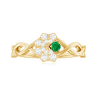 Crossover Emerald and Diamond Flower Ring Emerald - ( AAA ) - Quality - Rosec Jewels