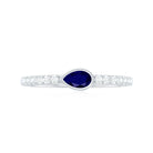 Real Blue Sapphire East West Promise Ring with Diamond Blue Sapphire - ( AAA ) - Quality - Rosec Jewels