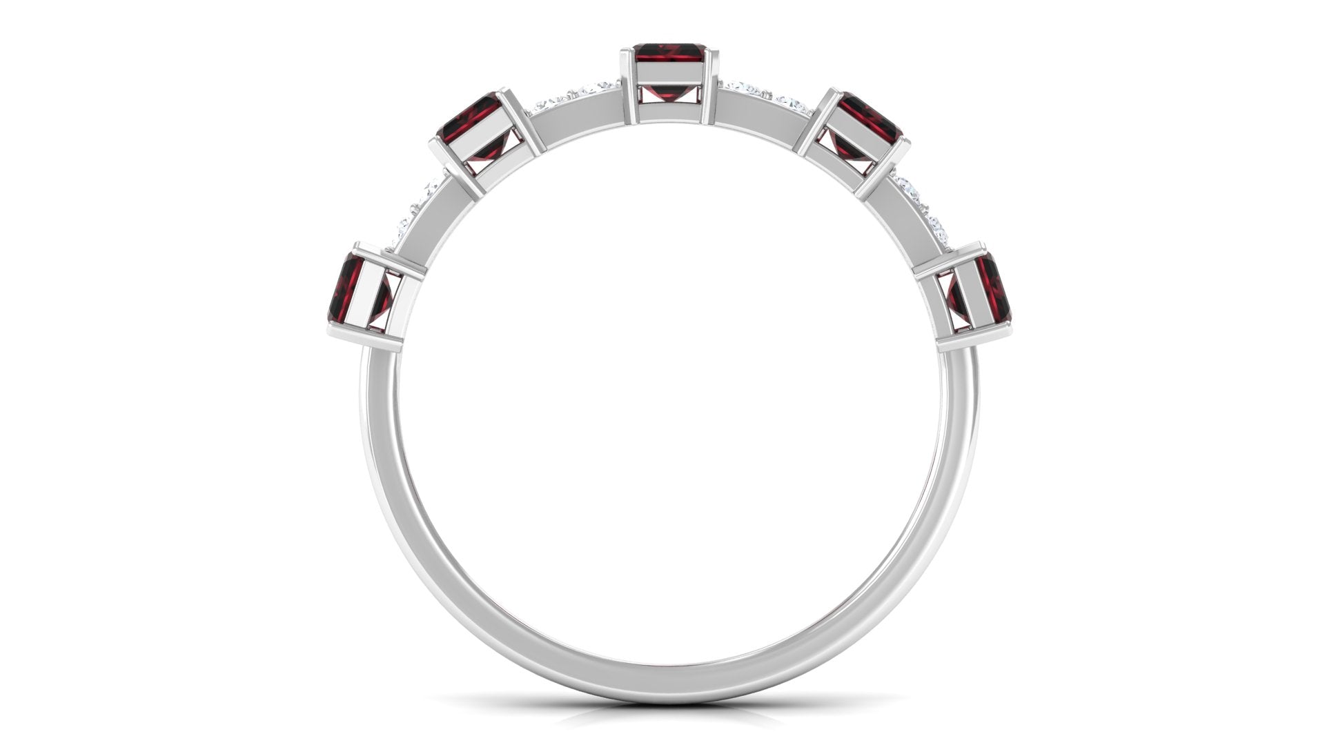 Certified Garnet Half Eternity Ring with Diamond Garnet - ( AAA ) - Quality - Rosec Jewels