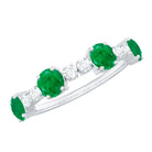 Natural Emerald and Diamond Half Eternity Ring in Prong Setting Emerald - ( AAA ) - Quality - Rosec Jewels