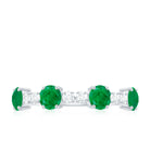 Natural Emerald and Diamond Half Eternity Ring in Prong Setting Emerald - ( AAA ) - Quality - Rosec Jewels